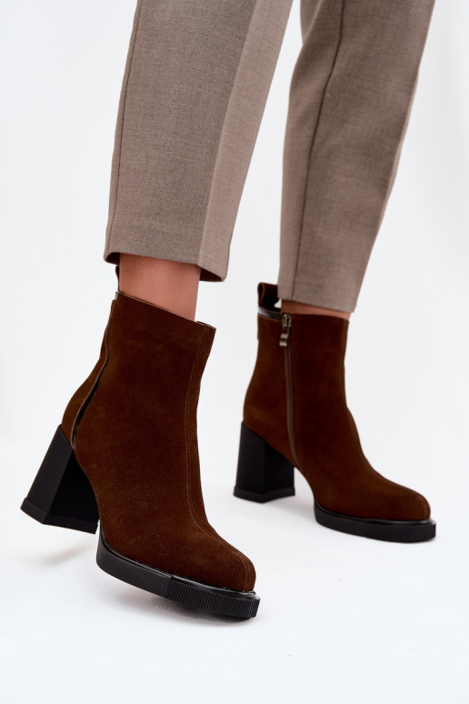 Women's Ankle Boots Made of Natural Suede on Heel Vinceza 91141 Brown Women's Ankle Boots Made of Natural Suede on Heel Vinceza 91141 Brown