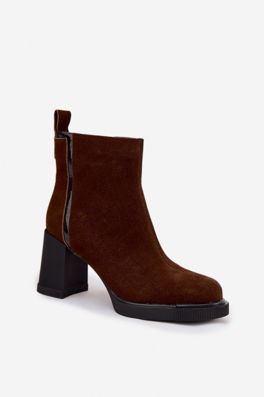 Women's Ankle Boots Made of Natural Suede on Heel Vinceza 91141 Brown Women's Ankle Boots Made of Natural Suede on Heel Vinceza 91141 Brown