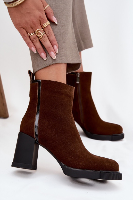 Women's Ankle Boots Made of Natural Suede on Heel Vinceza 91141 Brown Women's Ankle Boots Made of Natural Suede on Heel Vinceza 91141 Brown