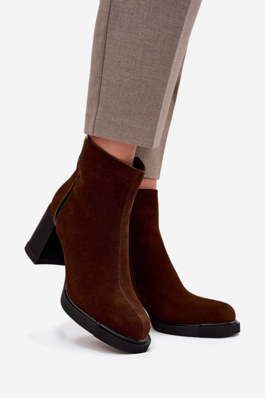 Women's Ankle Boots Made of Natural Suede on Heel Vinceza 91141 Brown Women's Ankle Boots Made of Natural Suede on Heel Vinceza 91141 Brown