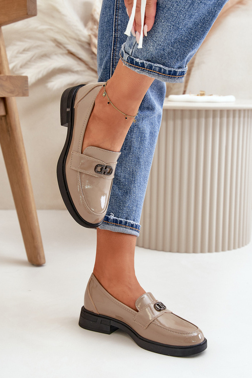 copy of Patent Leather Platform Loafers Beige Ronin