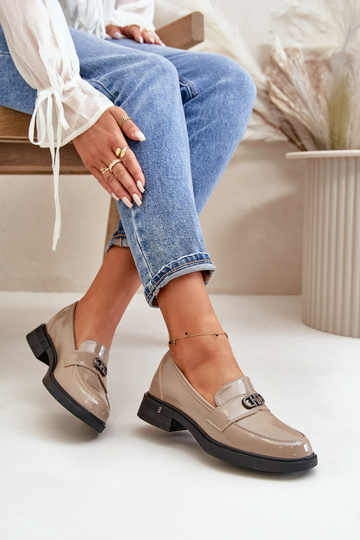 copy of Patent Leather Platform Loafers Beige Ronin