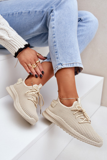 Mesh Slip On Sports Shoes Women Beige Harice 2