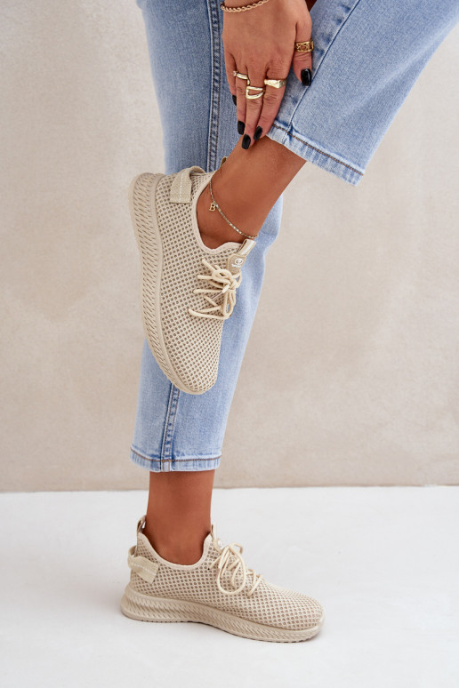 Mesh Slip On Sports Shoes Women Beige Harice Mesh Slip On Sports Shoes Women Beige Harice