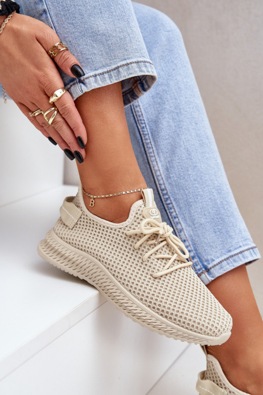 Mesh Slip On Sports Shoes Women Beige Harice Mesh Slip On Sports Shoes Women Beige Harice