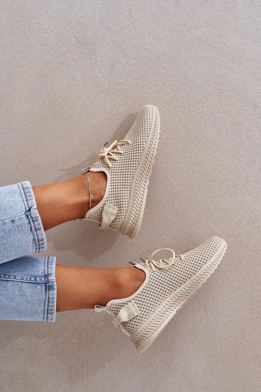 Mesh Slip On Sports Shoes Women Beige Harice Mesh Slip On Sports Shoes Women Beige Harice