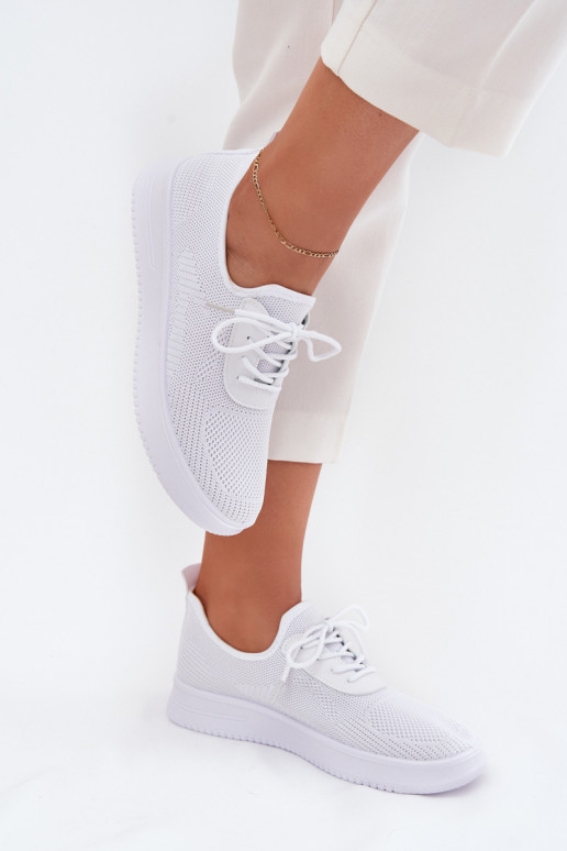 Women White Fabric Slip-On Sports Shoes on Platform Kalyra Women White Fabric Slip-On Sports Shoes on Platform Kalyra