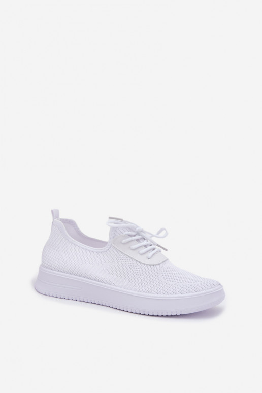 Women White Fabric Slip-On Sports Shoes on Platform Kalyra Women White Fabric Slip-On Sports Shoes on Platform Kalyra