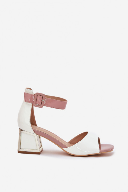 Lacquered Women's Sandals On Heel White Zennia Lacquered Women's Sandals On Heel White Zennia