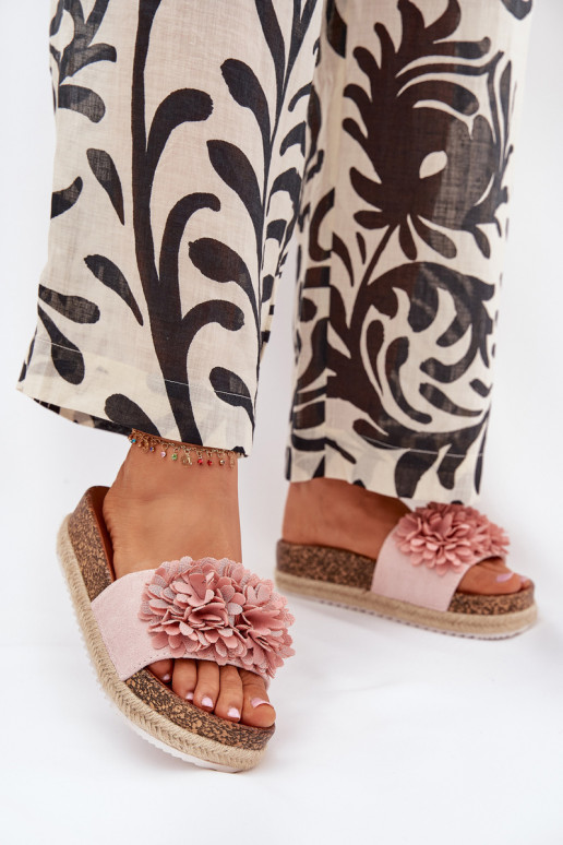 Women's Platform Sandals With Decorative Flowers Pink Tessara Women's Platform Sandals With Decorative Flowers Pink Tessara