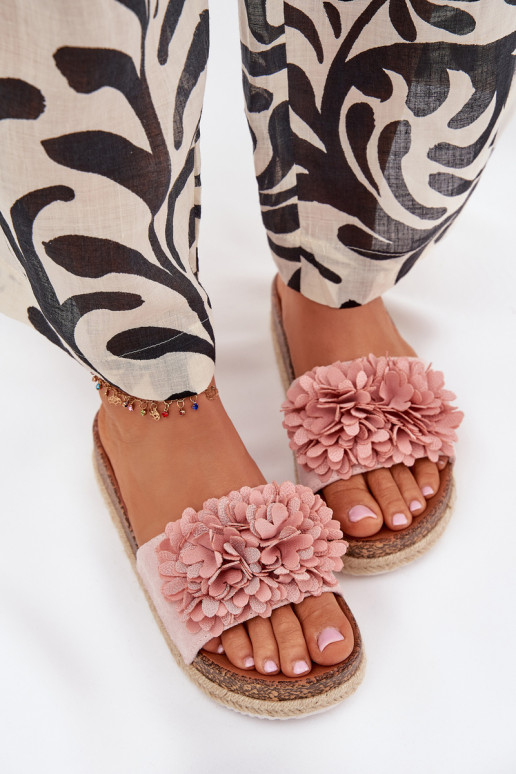 Women's Platform Sandals With Decorative Flowers Pink Tessara Women's Platform Sandals With Decorative Flowers Pink Tessara