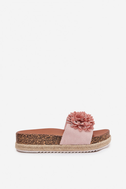 Women's Platform Sandals With Decorative Flowers Pink Tessara Women's Platform Sandals With Decorative Flowers Pink Tessara