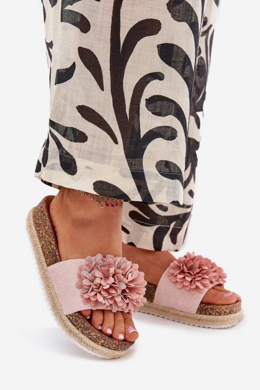 Women's Platform Sandals With Decorative Flowers Pink Tessara Women's Platform Sandals With Decorative Flowers Pink Tessara
