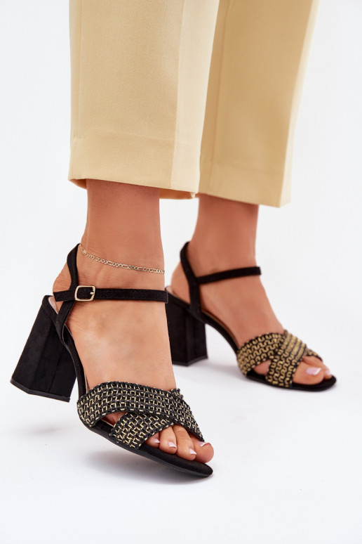 Women's Heeled Sandals Black Almera Women's Heeled Sandals Black Almera
