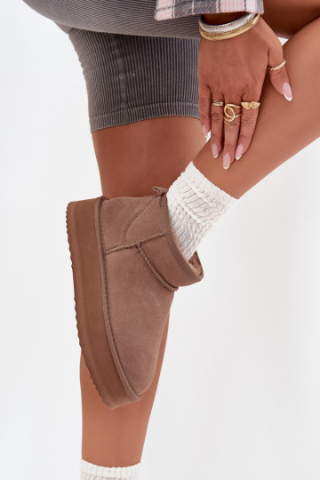 Suede Snow Boots for Women on Platform Vinceza 97962 Beige