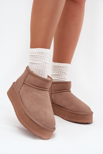 Suede Snow Boots for Women on Platform Vinceza 97962 Beige 2