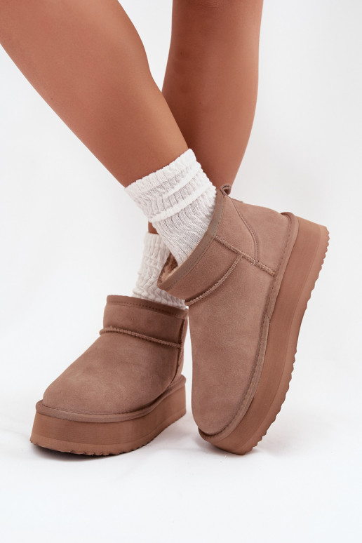 Suede Snow Boots for Women on Platform Vinceza 97962 Beige Suede Snow Boots for Women on Platform Vinceza 97962 Beige
