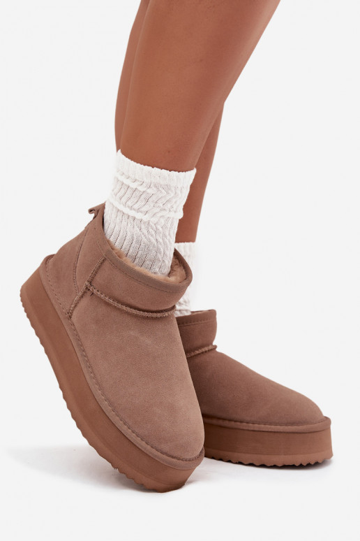 Suede Snow Boots for Women on Platform Vinceza 97962 Beige Suede Snow Boots for Women on Platform Vinceza 97962 Beige