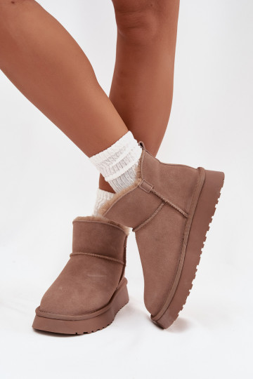 Suede Snow Boots for Women on Platform Vinceza 97962 Beige 2