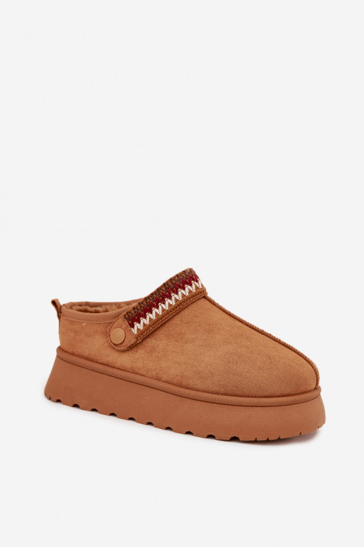 Women's Low Snow Boots With Movable Strap And Embroidery On Platform Camel Lyrisse Women's Low Snow Boots With Movable Strap And Embroidery On Platform Camel Lyrisse