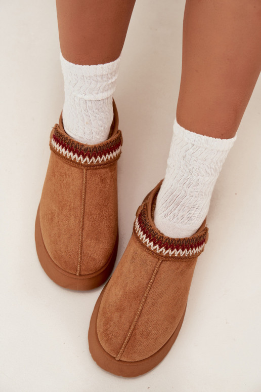 Women's Low Snow Boots With Movable Strap And Embroidery On Platform Camel Lyrisse Women's Low Snow Boots With Movable Strap And Embroidery On Platform Camel Lyrisse