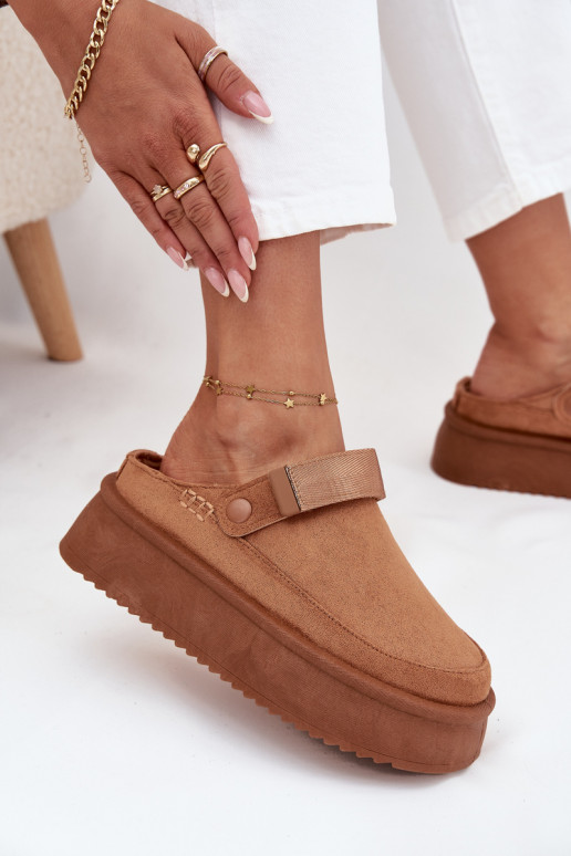 Women's Snow Boots On Platform With Velcro Camel Jorielle Women's Snow Boots On Platform With Velcro Camel Jorielle