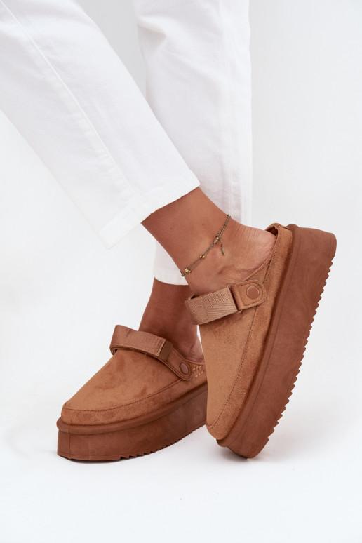 Women's Snow Boots On Platform With Velcro Camel Jorielle Women's Snow Boots On Platform With Velcro Camel Jorielle