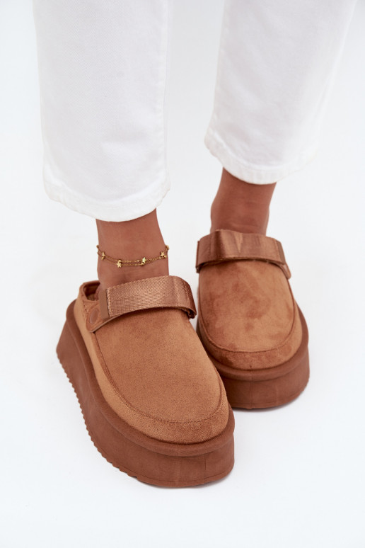 Women's Snow Boots On Platform With Velcro Camel Jorielle Women's Snow Boots On Platform With Velcro Camel Jorielle