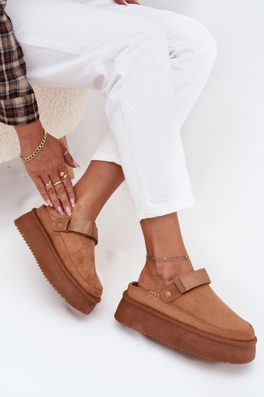 Women's Snow Boots On Platform With Velcro Camel Jorielle Women's Snow Boots On Platform With Velcro Camel Jorielle