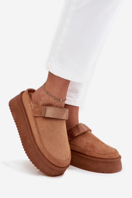 Women's Snow Boots On Platform With Velcro Camel Jorielle Women's Snow Boots On Platform With Velcro Camel Jorielle