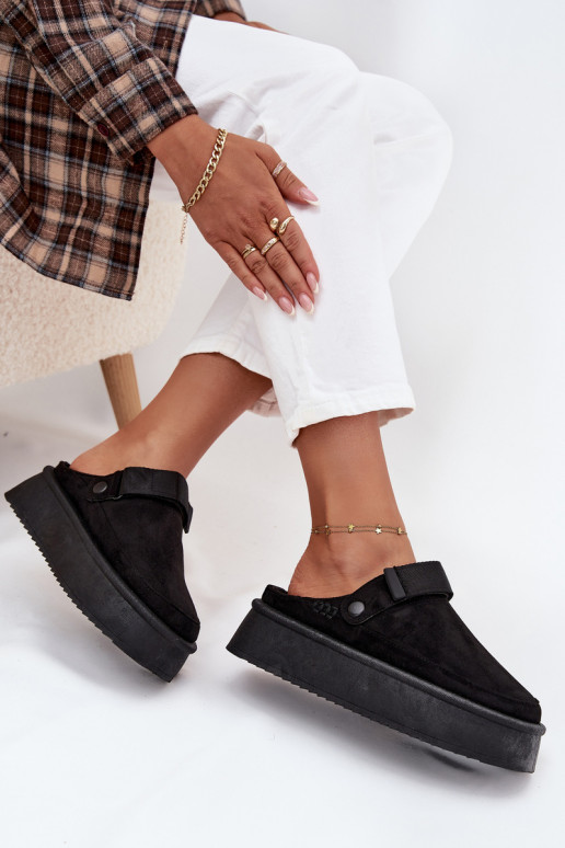 Śniegowce Damskie Na PlatformiewithRzepem Czarne Jorielle