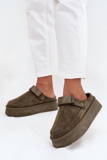 Women's Snow Boots on Platform with Velcro Dark Green Jorielle 2