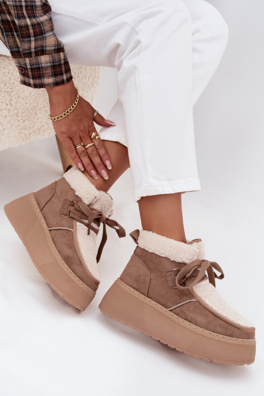 Women's Snow Boots on Platform with Fur Beige Florivelle Women's Snow Boots on Platform with Fur Beige Florivelle