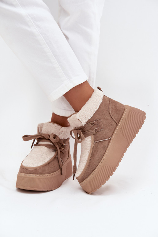 Women's Snow Boots on Platform with Fur Beige Florivelle Women's Snow Boots on Platform with Fur Beige Florivelle