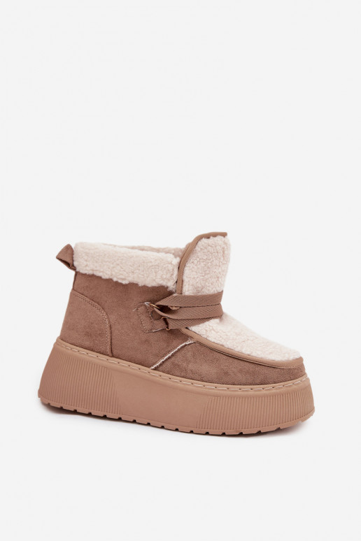 Women's Snow Boots on Platform with Fur Beige Florivelle Women's Snow Boots on Platform with Fur Beige Florivelle