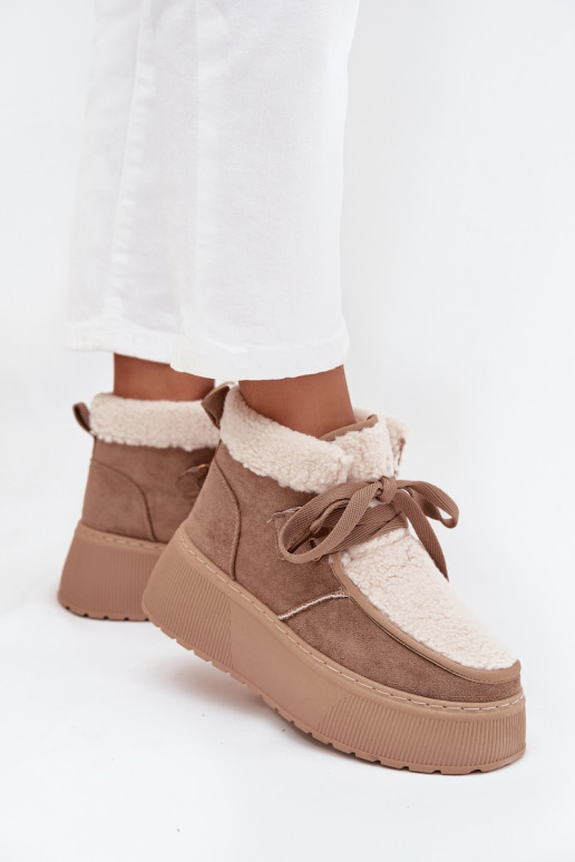Women's Snow Boots on Platform with Fur Beige Florivelle Women's Snow Boots on Platform with Fur Beige Florivelle