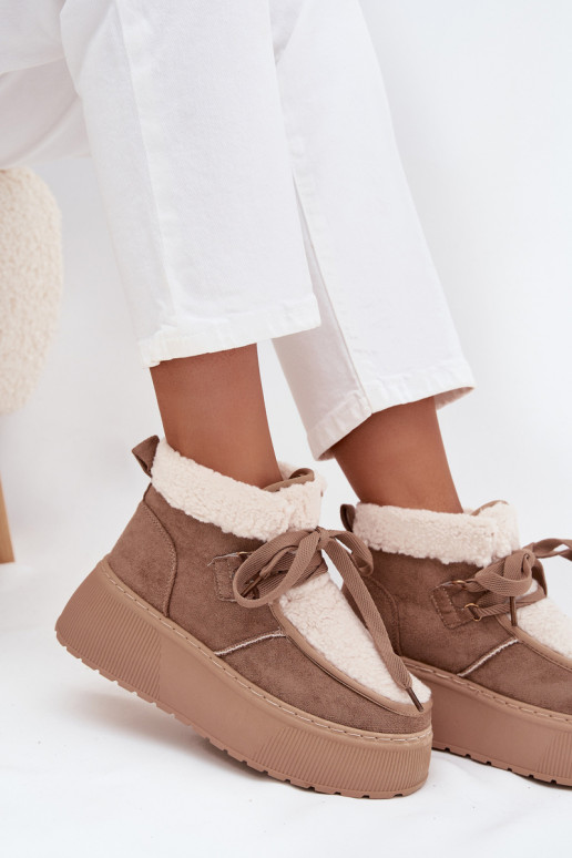 Women's Snow Boots on Platform with Fur Beige Florivelle Women's Snow Boots on Platform with Fur Beige Florivelle