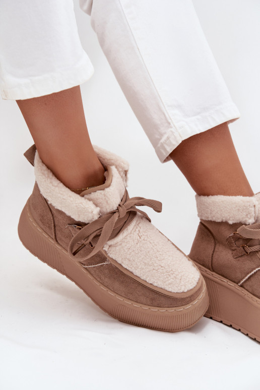 Women's Snow Boots on Platform with Fur Beige Florivelle Women's Snow Boots on Platform with Fur Beige Florivelle