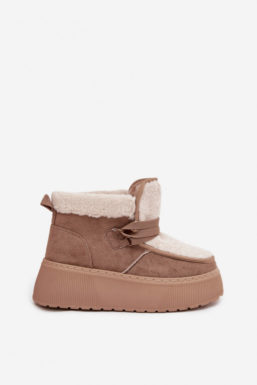 Women's Snow Boots on Platform with Fur Beige Florivelle Women's Snow Boots on Platform with Fur Beige Florivelle