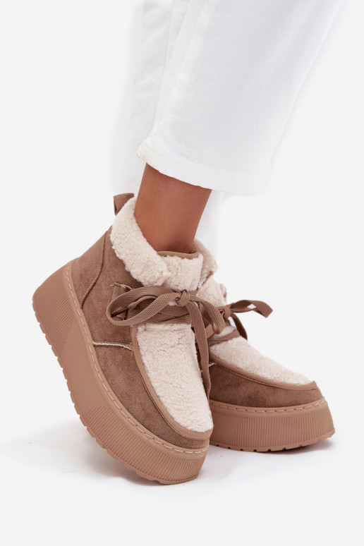 Women's Snow Boots on Platform with Fur Beige Florivelle Women's Snow Boots on Platform with Fur Beige Florivelle