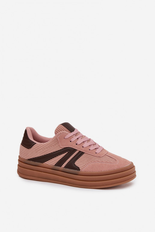 Corduroy Women's Sneakers on Platform Pink Skye