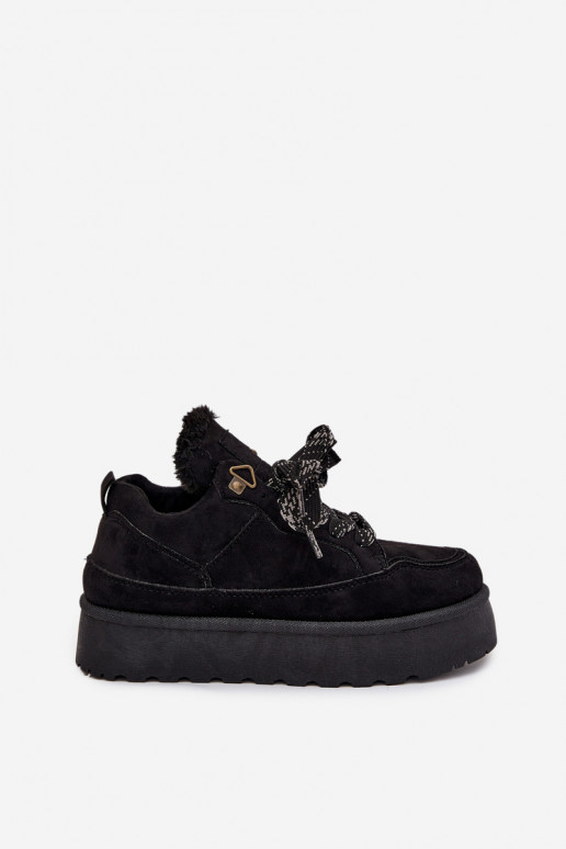 Lace-up Women's Snow Boots Platform Insulated with Fur Black Tavelle Lace-up Women's Snow Boots Platform Insulated with Fur Black Tavelle