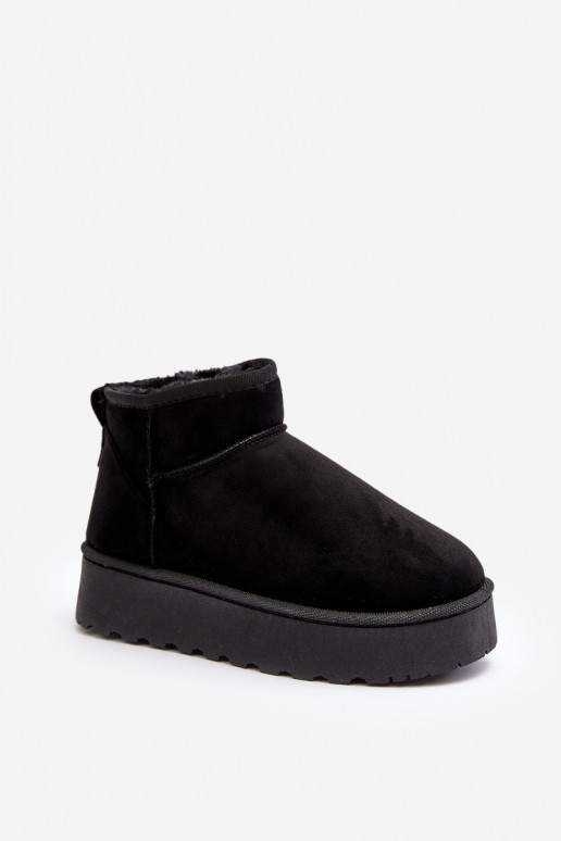 Women's Snow Boots On Platform Lined With Fur Black Xamella Women's Snow Boots On Platform Lined With Fur Black Xamella