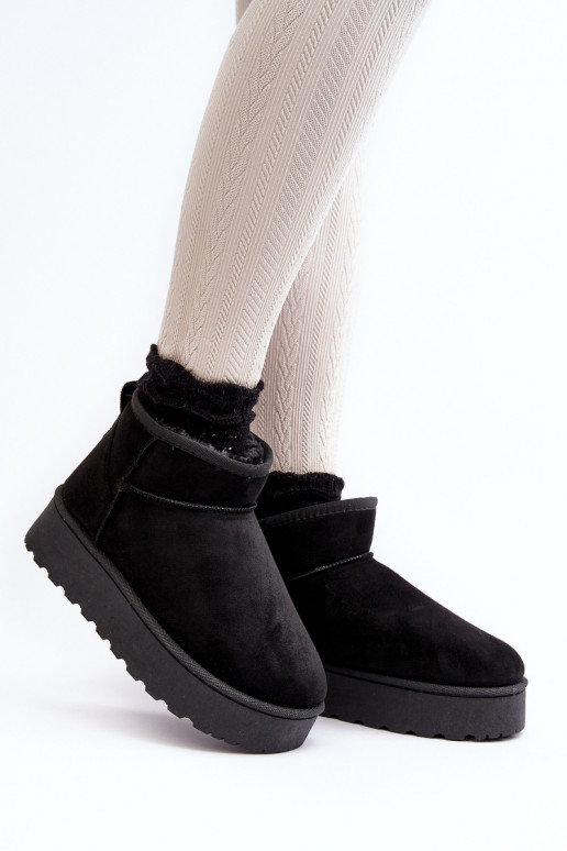 Women's Snow Boots On Platform Lined With Fur Black Xamella Women's Snow Boots On Platform Lined With Fur Black Xamella