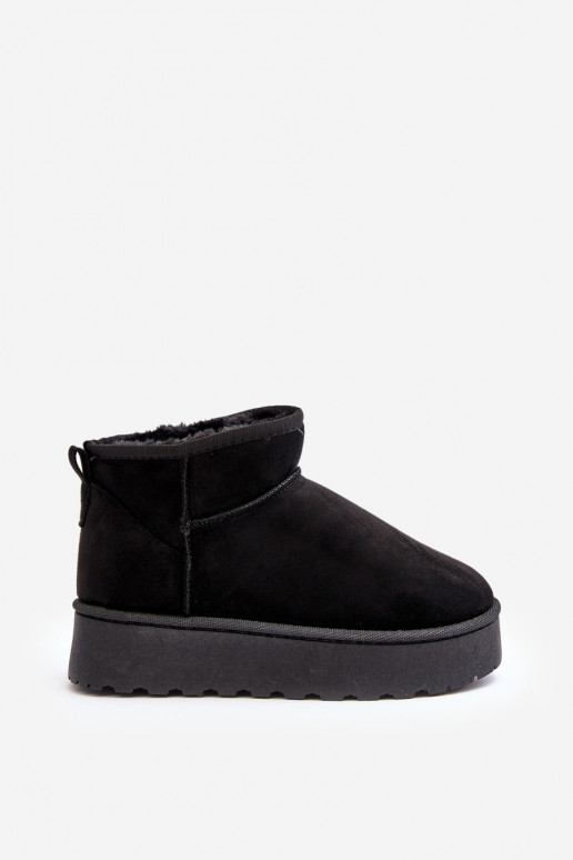 Women's Snow Boots On Platform Lined With Fur Black Xamella Women's Snow Boots On Platform Lined With Fur Black Xamella