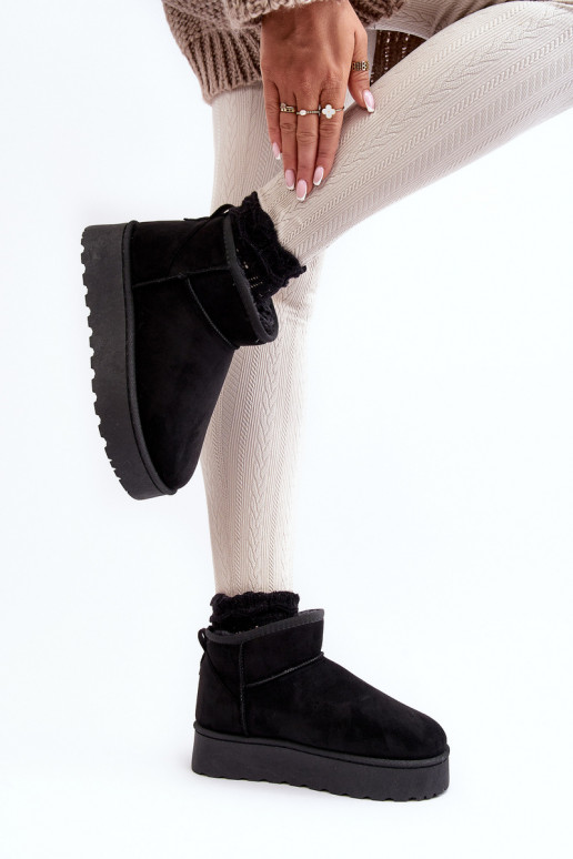 Women's Snow Boots On Platform Lined With Fur Black Xamella Women's Snow Boots On Platform Lined With Fur Black Xamella
