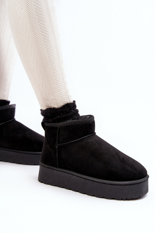 Women's Snow Boots On Platform Lined With Fur Black Xamella Women's Snow Boots On Platform Lined With Fur Black Xamella