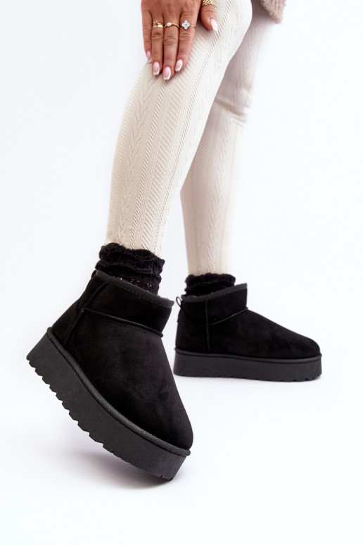 Women's Snow Boots On Platform Lined With Fur Black Xamella Women's Snow Boots On Platform Lined With Fur Black Xamella