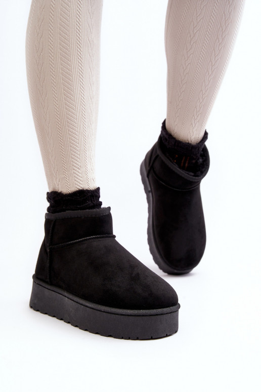 Women's Snow Boots On Platform Lined With Fur Black Xamella Women's Snow Boots On Platform Lined With Fur Black Xamella
