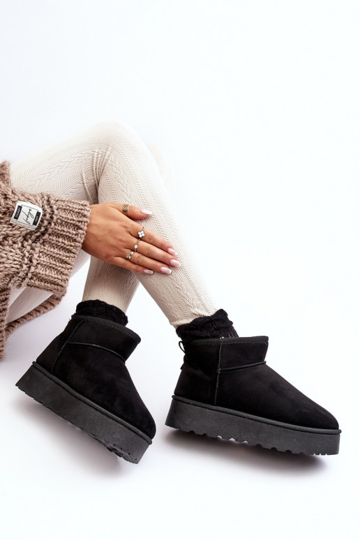 Women's Snow Boots On Platform Lined With Fur Black Xamella Women's Snow Boots On Platform Lined With Fur Black Xamella